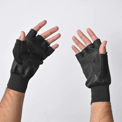 Power Action Half Finger Black Sports Gloves For Workout