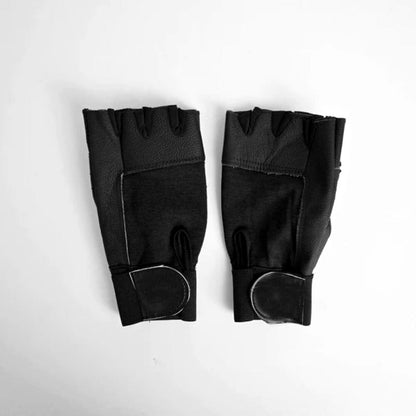 Power Action Half Finger Black Sports Gloves For Workout